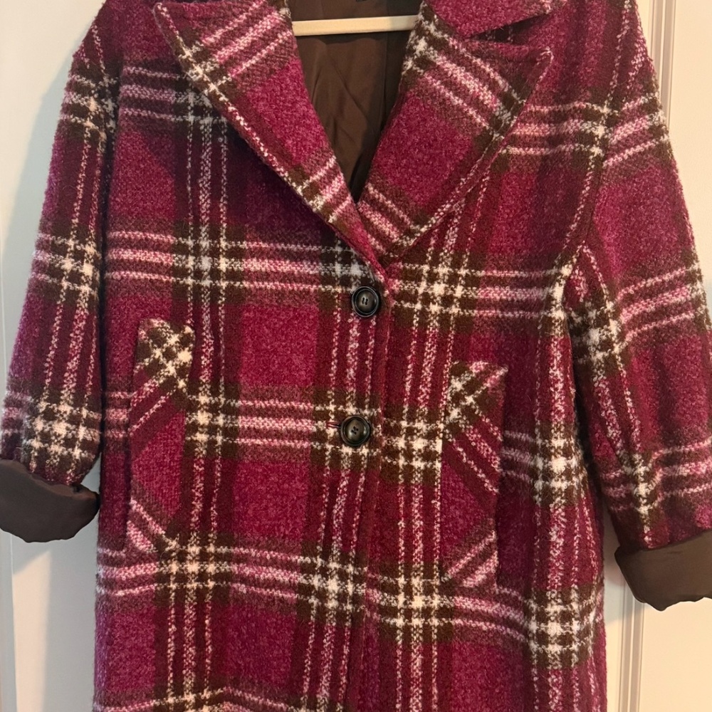 PINKO Burgundy & Cream Boucle Jacket - Never Worn!
